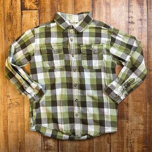 Crazy 8 Long sleeve size 7 to 8 Plaid flannel Button down cotton neutral boho